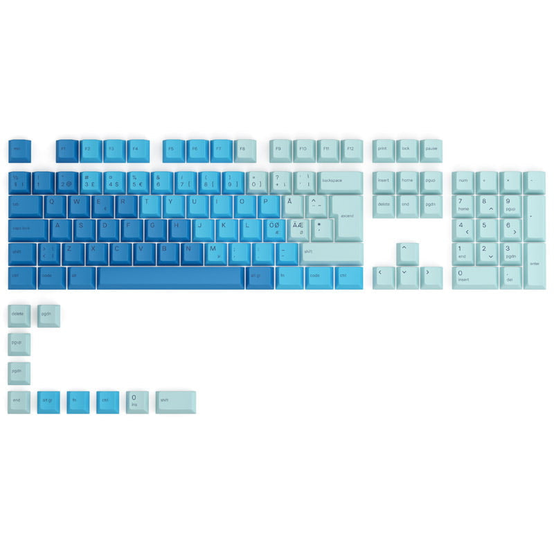 Glorious GPBT Keycaps - 115 PBT Keycaps, ISO, Nordic Layout, Karibiska Havet