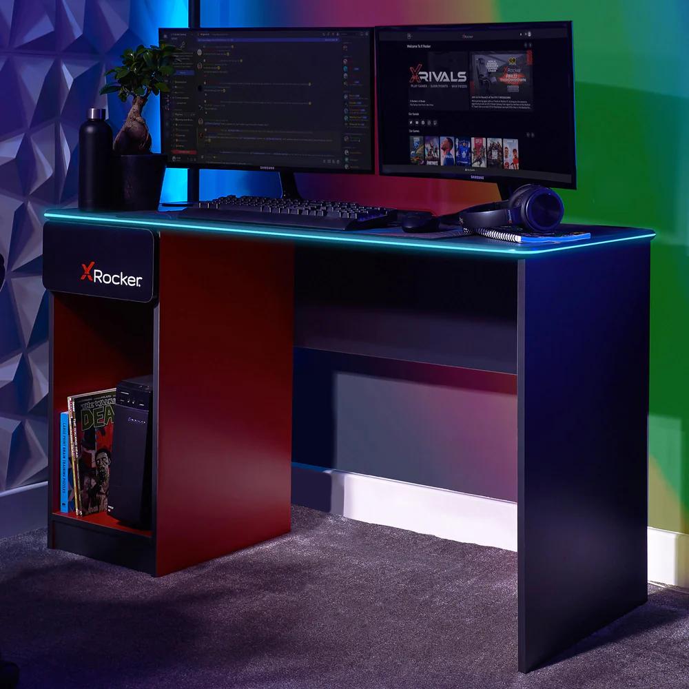 XROCKER CARBON-TEK DESK MED TRÅDLÖS LADDNING OCH NEO FIBER LED