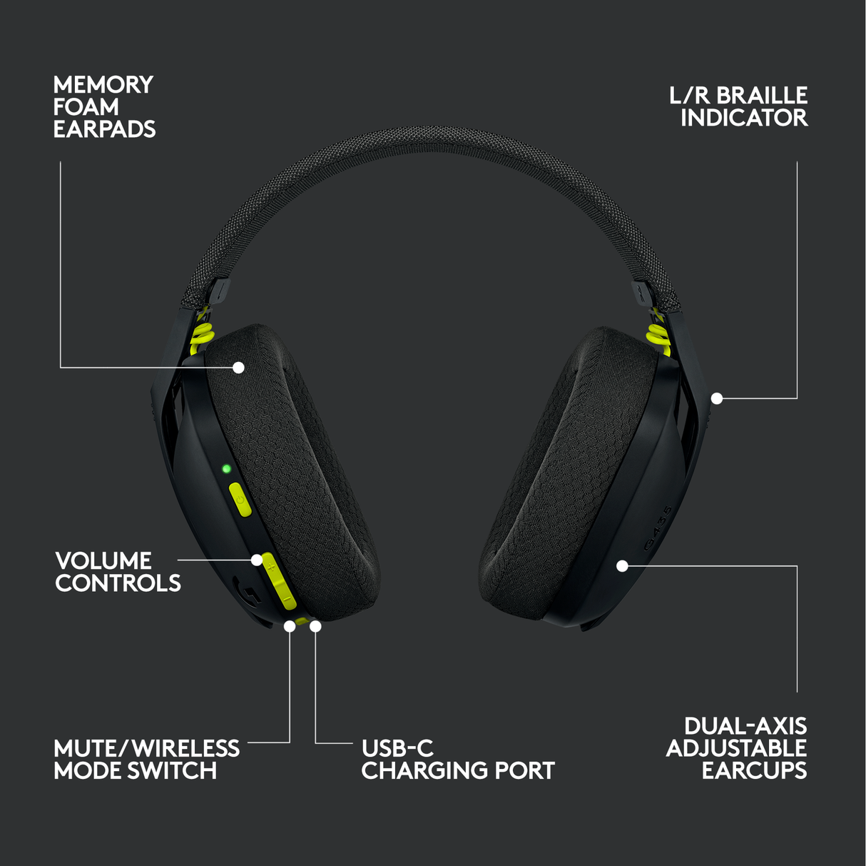 Logitech - G435 Lightspeed Wireless Gaming Headset - Svart