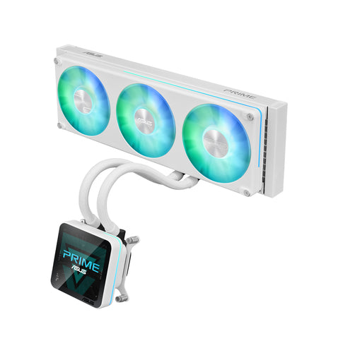 ASUS PRIME SLC II 360 ARGB LCD WHT – set skråt forfra