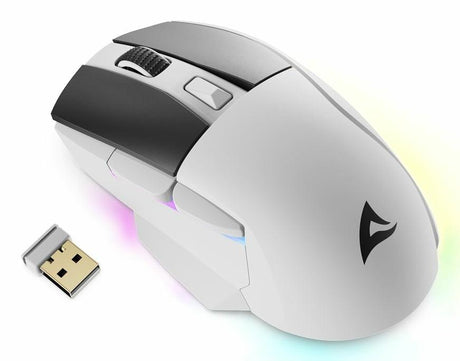 Sharkoon SKILLER SGM50W White 6400 DPI ATG4090 RGB 2.4GHz Wireless 70h Battery Charging Dock Gaming Mouse Sharkoon