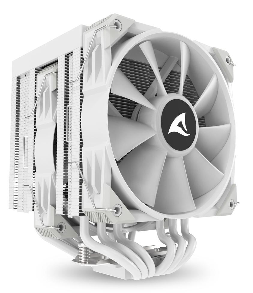 Sharkoon A60 RGB White 260W TDP 6-Heatpipe Dual Tower Dual 120mm PWM FDB ARGB CPU Air Cooler Sharkoon