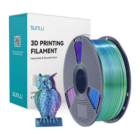 Sunlu PLA+ Silk Tri-Color filament – blå/grøn/lilla, 1,75 mm, 1 kg