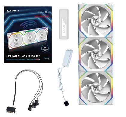 Lian Li UNI FAN SL Trådlös Omvänd, 3-pack, Vit - 120mm
