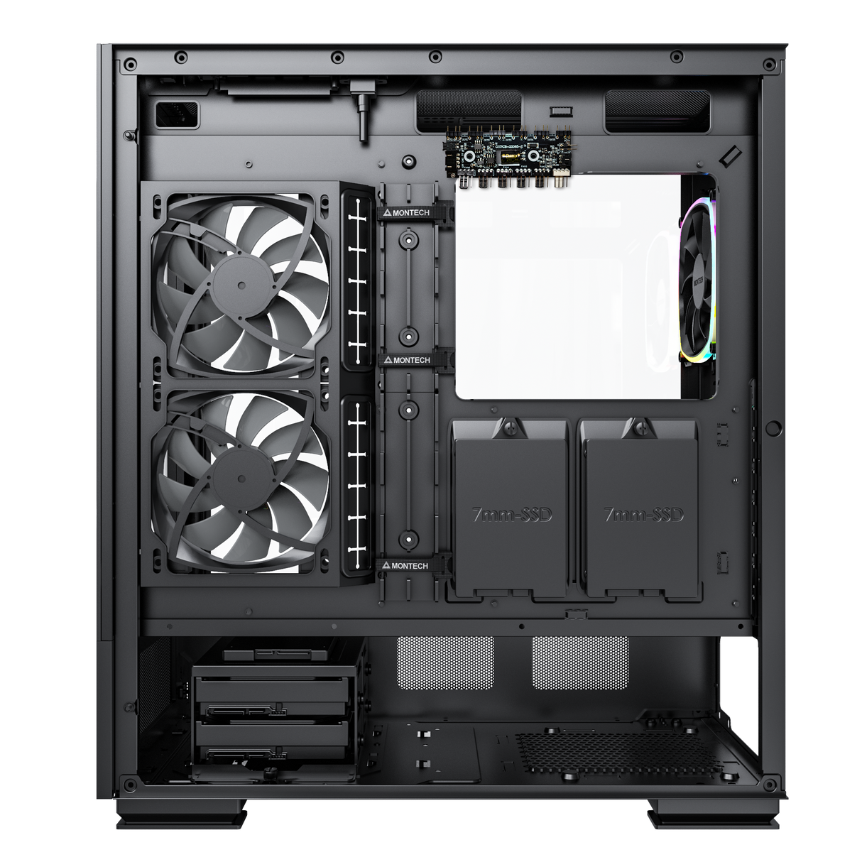 Montech Sky Two Black - Midi-torn, E-ATX, 4x ARGB PWM-fläktar