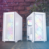 Montech Air 1000 Premium White - Midi Tower, Härdat Glas, 3x 140mm+120mm ARGB-fläkt, 2x Frontpaneler