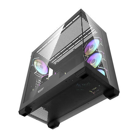 Darkflash DS900 Datorfodral (svart) + 7 ARGB-fläktar