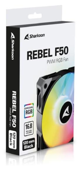 Sharkoon Rebel F50 PWM kabinetblæser – sort, 120 mm