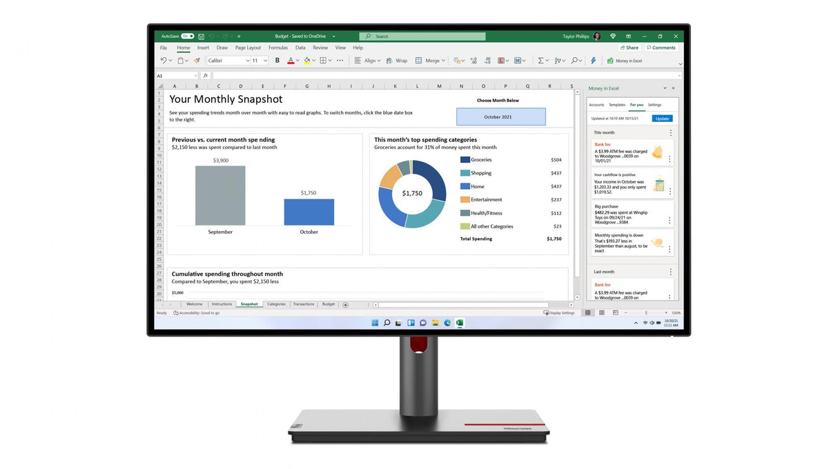 Lenovo ThinkVision P27h-30 27 2560 X 1440 (2K) HDMI DisplayPort USB-C 60Hz Pivot Monitor