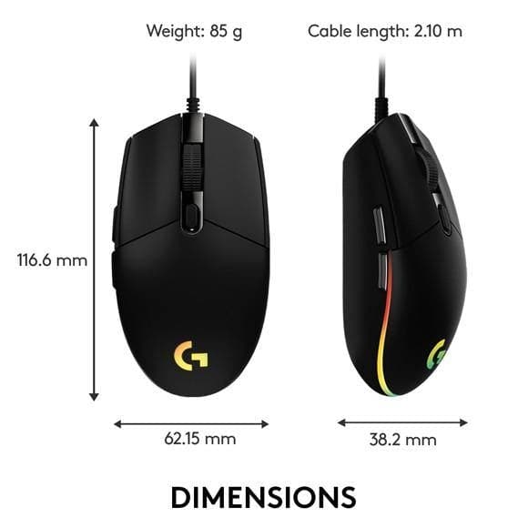 Logitech - G203 LIGHTSYNC Gaming Mus Svart