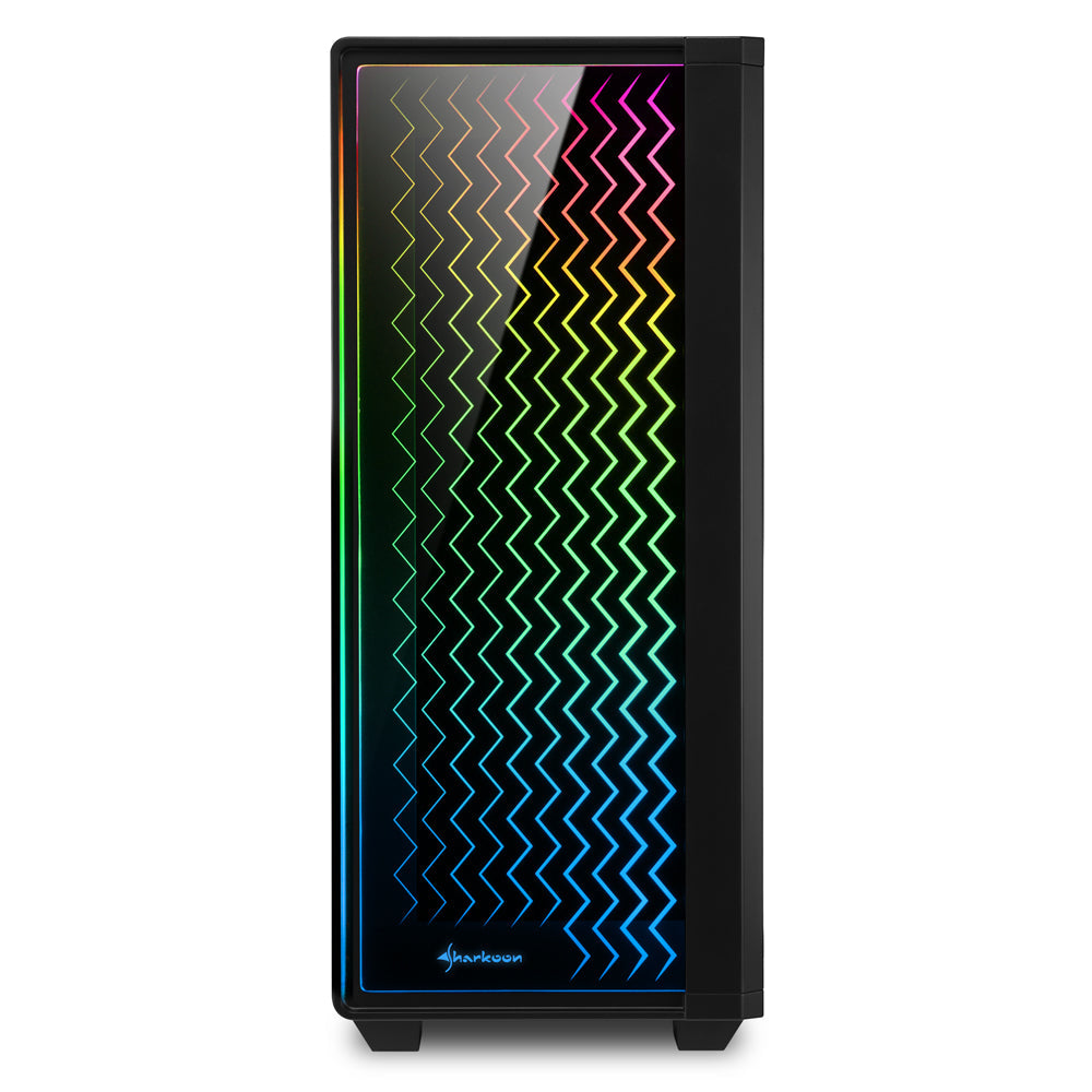 Sharkoon RGB LIT 200 Tower Case (Black, Front and Side Panel of Tempered Glass)
