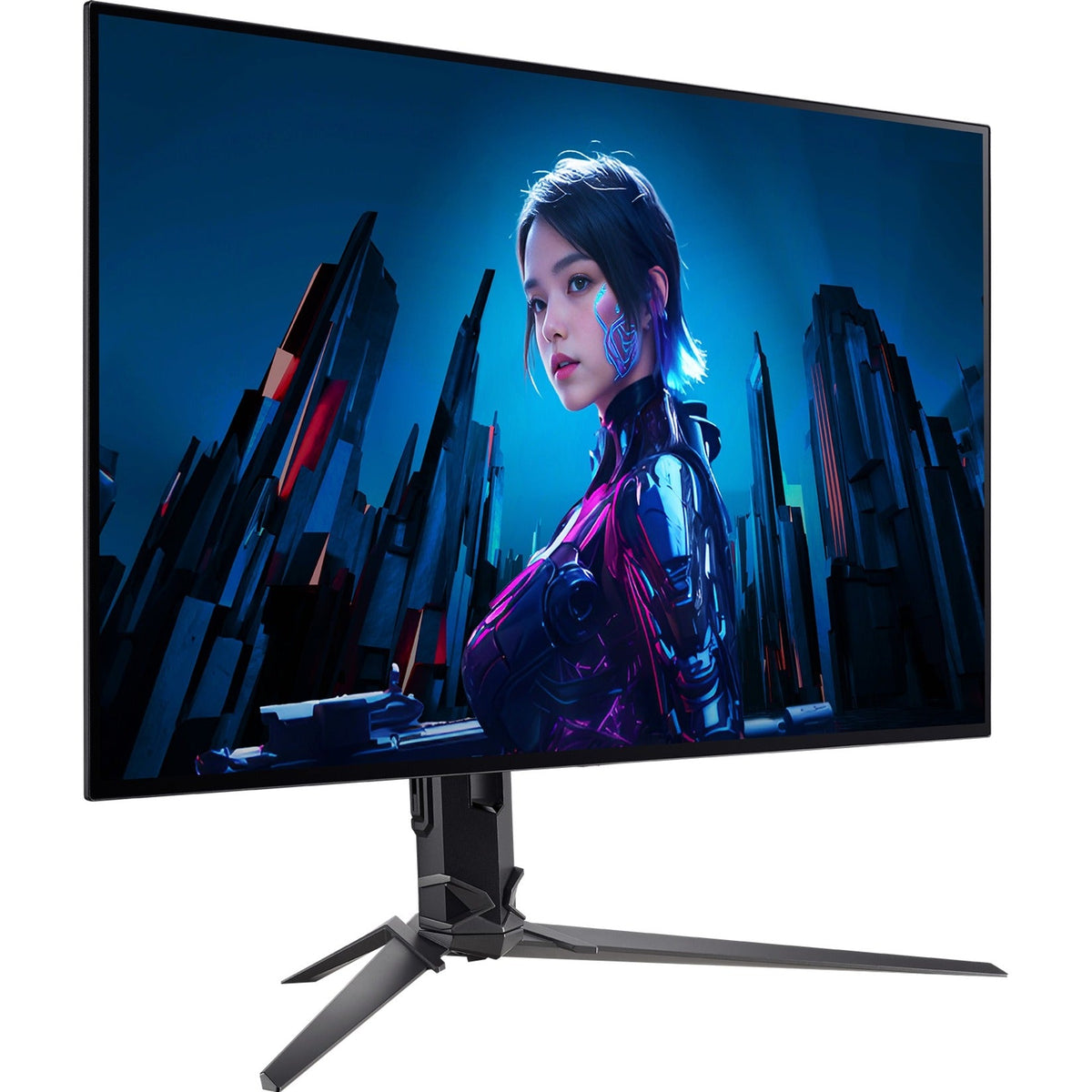 Acer Predator X32X3 OLED – OLED-skærm set skråt forfra