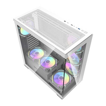 Datorfodral Darkflash DS900 (vit) + 7 ARGB-fläktar