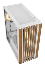 Sharkoon Rebel C70G RGB White Wood Front Tempered Glass 4x 120mm ARGB PWM Fans USB-C ATX Gaming PC Case Sharkoon