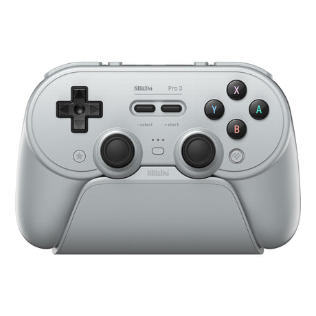 8BitDo Pro 3 Bluetooth – Gray-controller med dock – Gray-controller på ladestation
