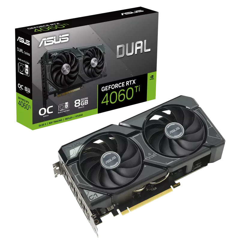 ASUS GeForce RTX 4060 TI 8GB GDDR6 DUAL OC Med 2280 M.2 SSD Expansion Kortplats