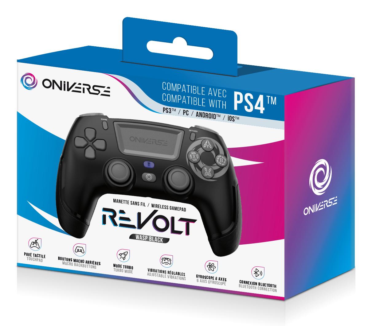 ONIVERSE PS4 Wireless Revolt Bluetooth Controller Wasp - Black ONIVERSE