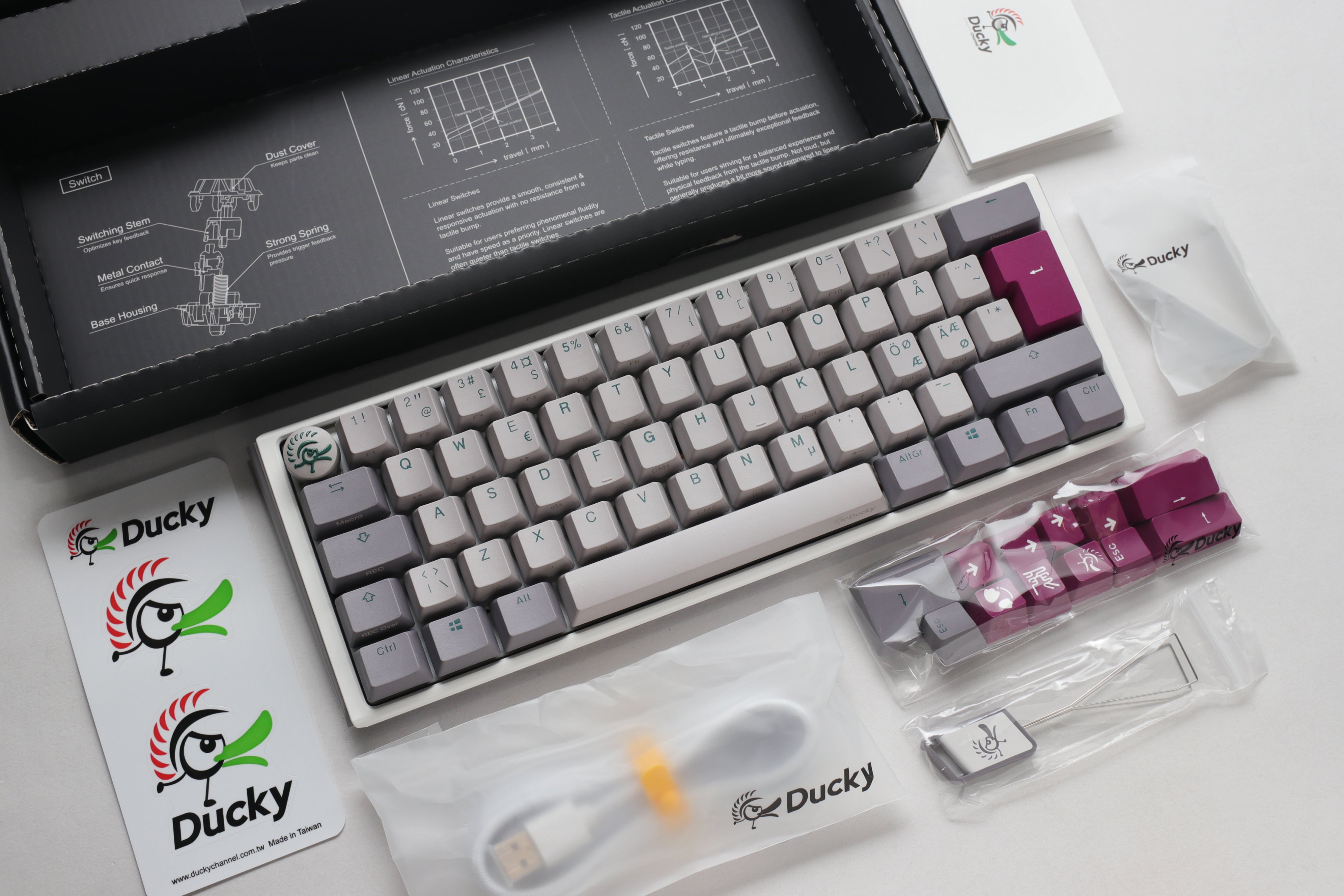 Ducky One 3 - Mist Nordic - Mini 60% - Cherry Silent Red - RGB