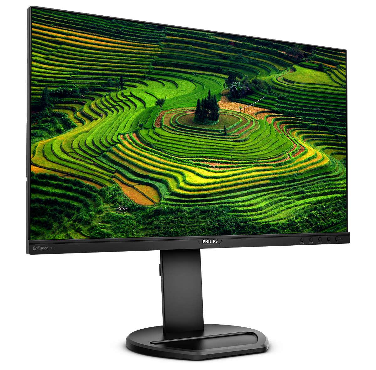 Philips B Line 241B8QJEB 24 1920 X 1080 (Full HD) DVI VGA (HD-15) HDMI DisplayPort 75 Hz Pivot Monitor