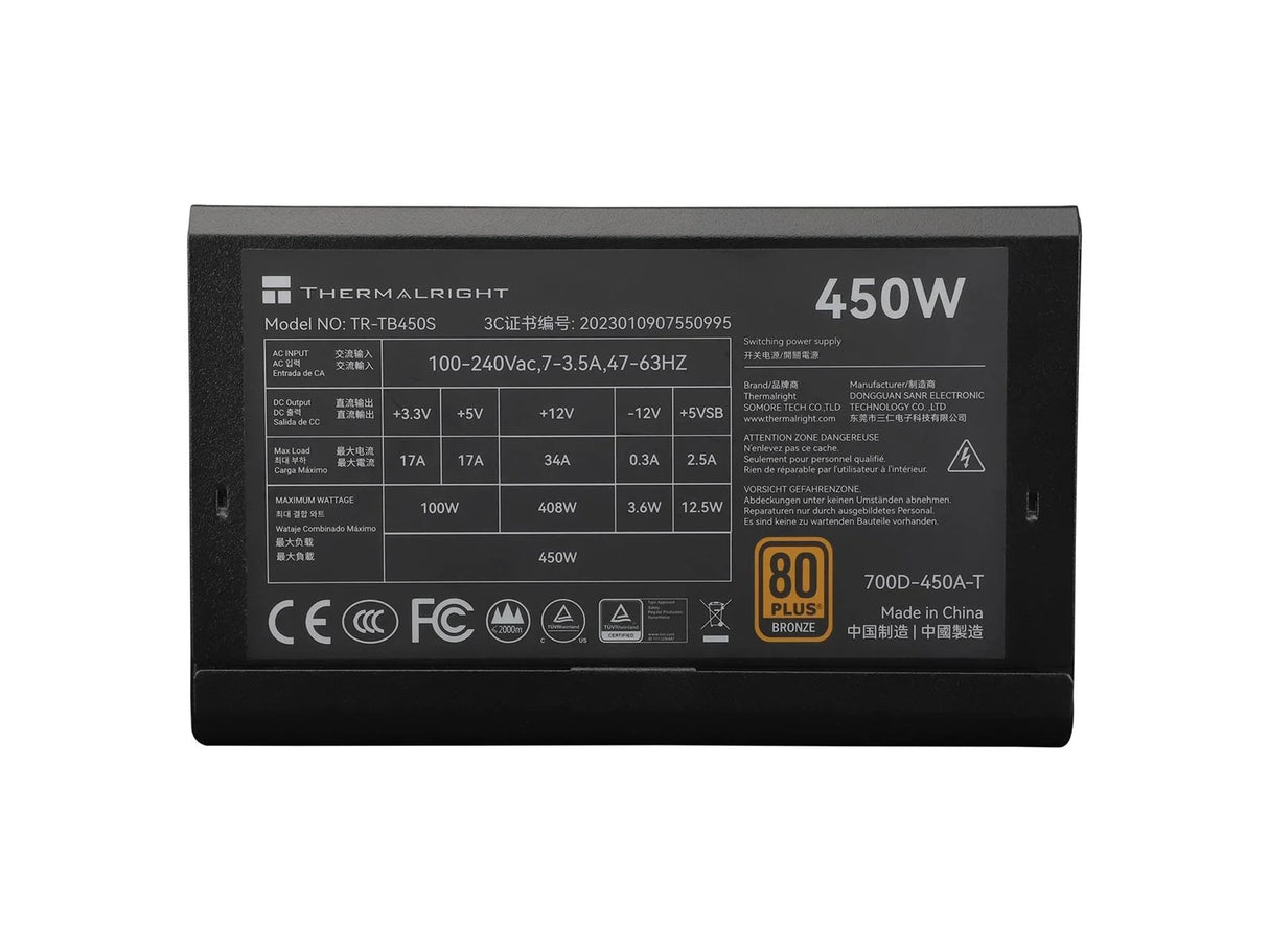 Thermalright TR-TB450S Sort - PSU, 80+ Bronze, 450W