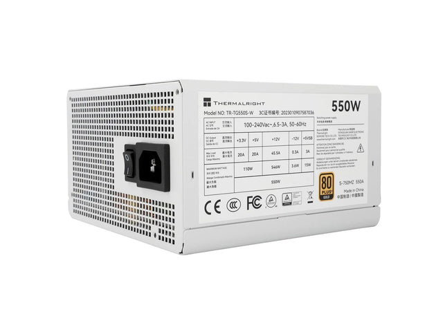 Thermalright TR-TG 550S-W Hvid - PSU, 80+ Gold, 550W, non-modular Thermalright