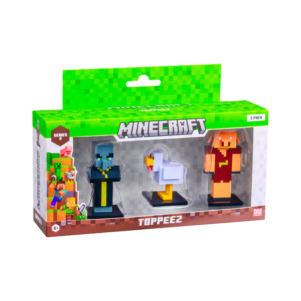Minecraft 3-pak 3D-figurer – Evoker, Chicken og Piglin – 6 cm