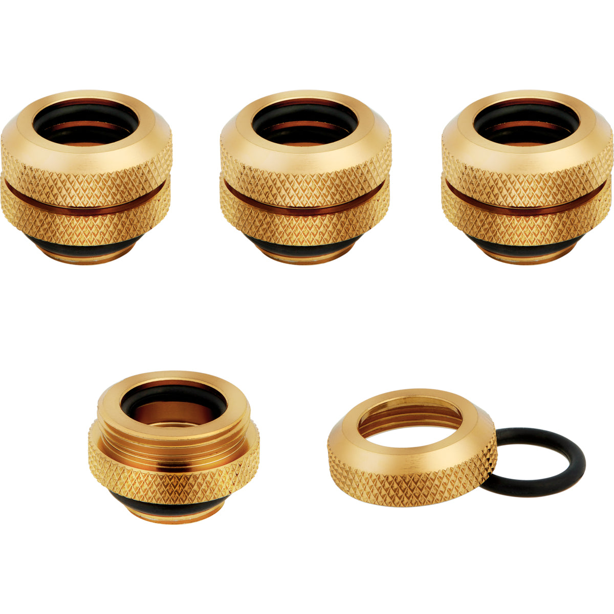 CORSAIR Hydro X Series XF Hardline 12mm OD Fitting Kølevæske system tilpasning 4-pack Guld