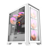 Datorfodral Darkflash DRX70 GLASS + 4 RGB-fläktar (vit)