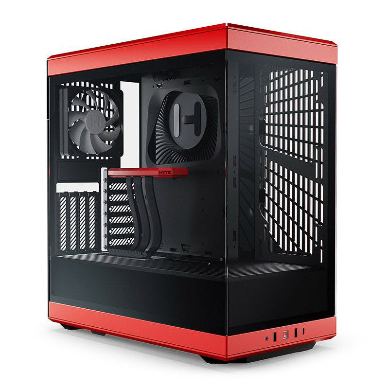 HYTE Y40 Red Miditower - Panoramaglasslöja, inkluderad PCIe 4.0-stigkabel, 2 inkluderade fläktar