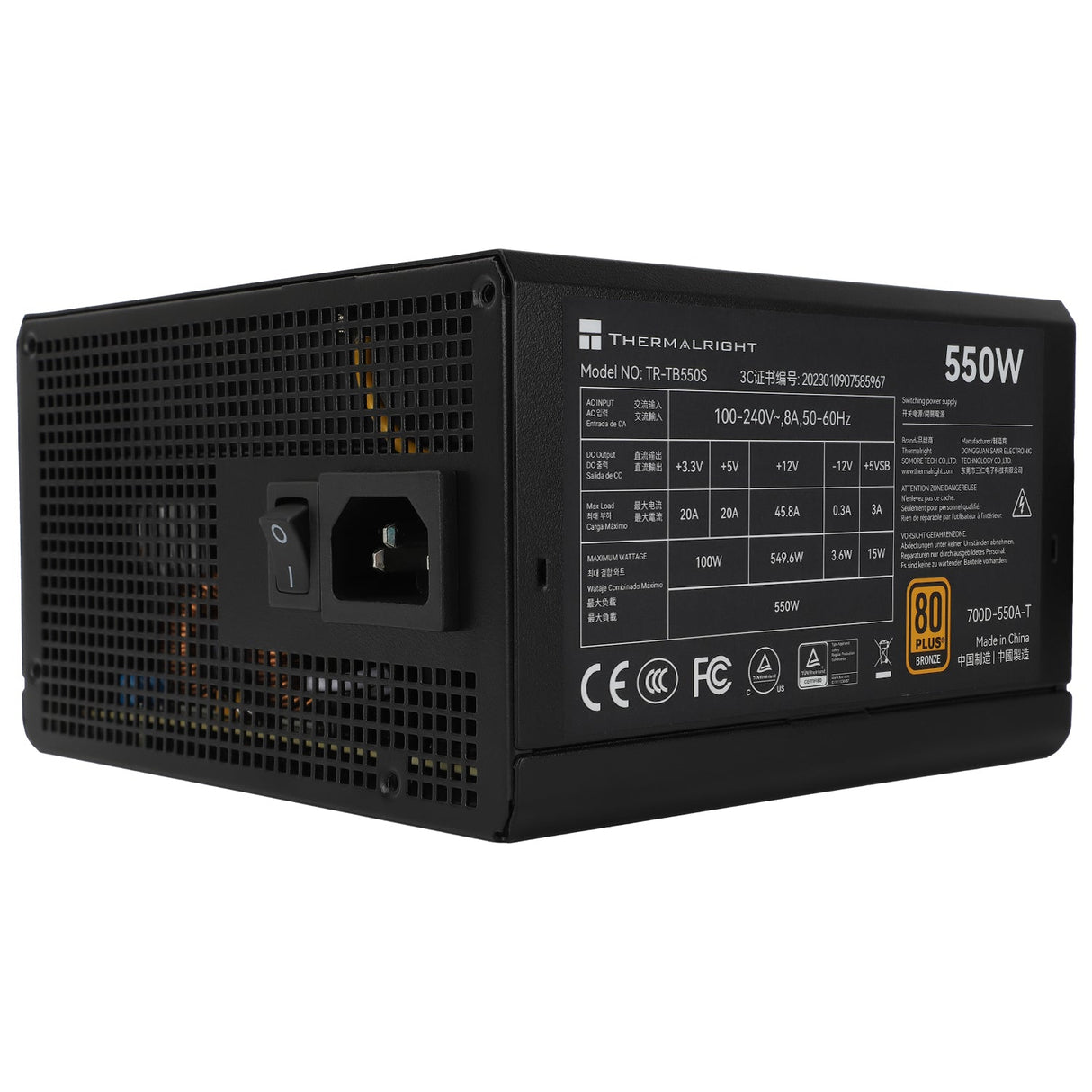 Thermalright TR-TB550S Svart - PSU, 80+ Brons, 550W