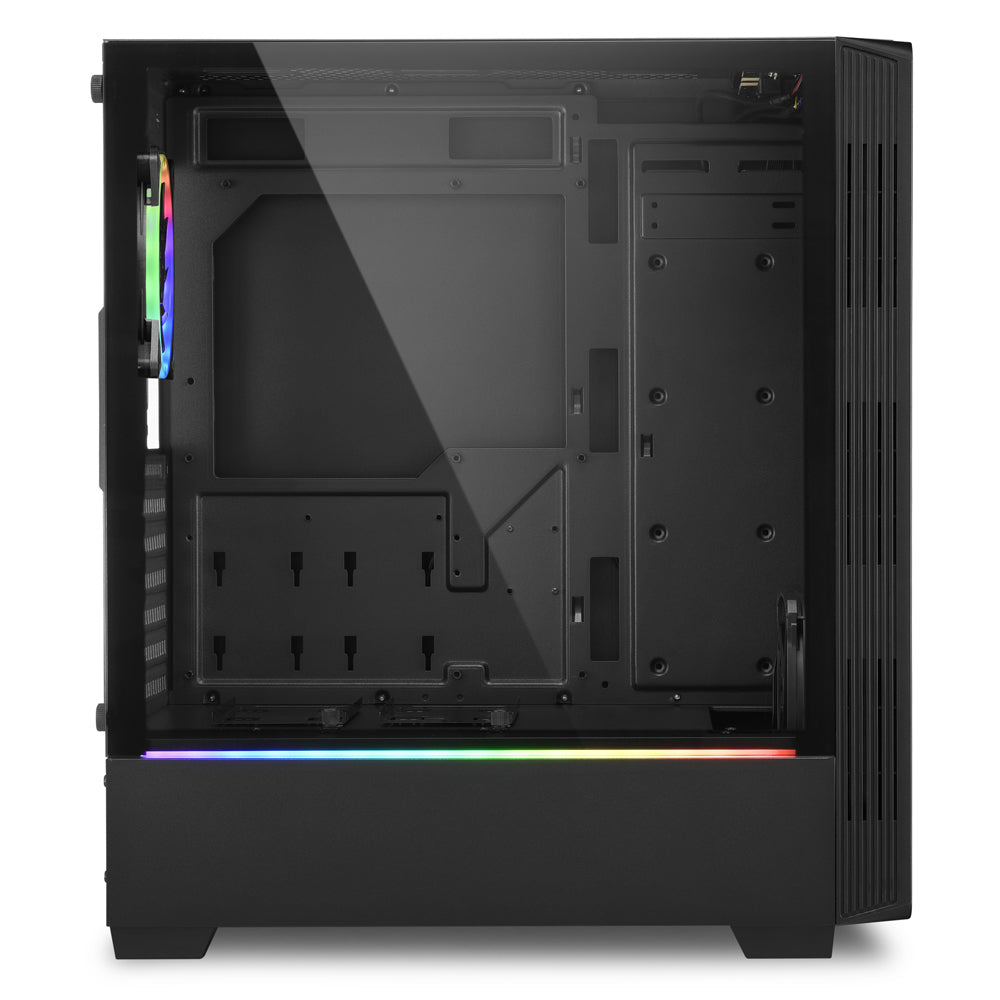 Sharkoon RGB LIT 100 Tower Case (Black, Front and Side Panel of Tempered Glass)