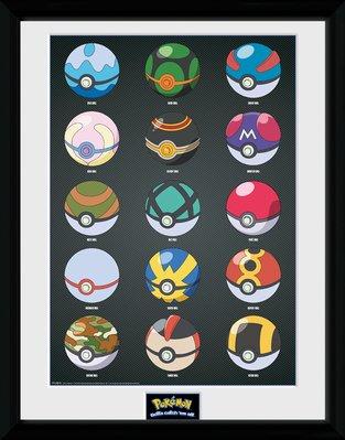 POKEMON - Framed print Pokeballs (30x40) Abysse