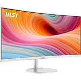 MSI PRO MP341CQW E12 – 34″ ultrawide-skærm, hvid – forside set skråt fra venstre