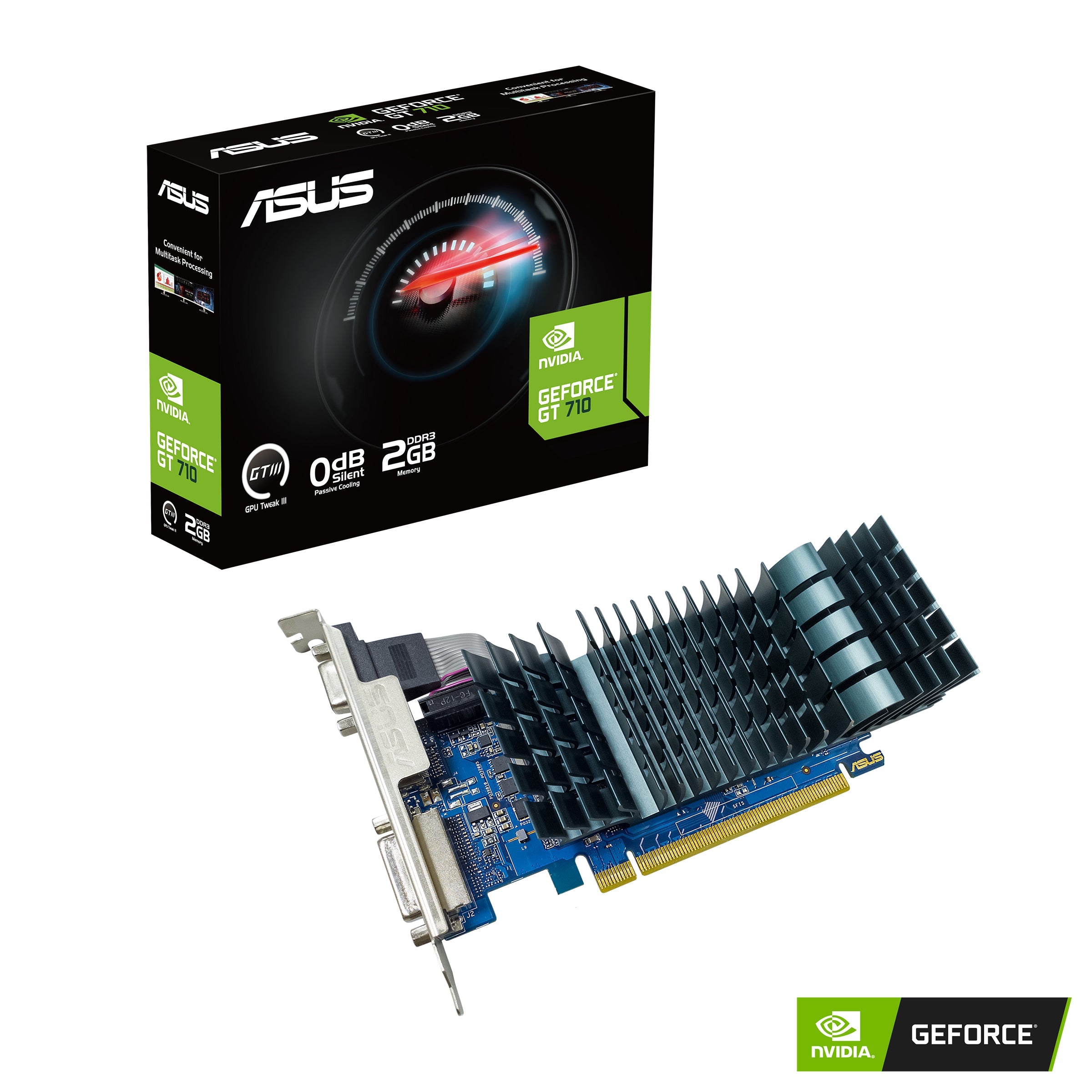 ASUS GeForce GT 710 2GB DDR3 EVO Silent Med Lågprofilfäste