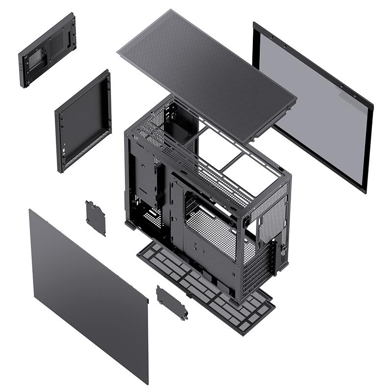 Jonsbo D41 Screen ATX-fodral, Härdat Glas - Svart