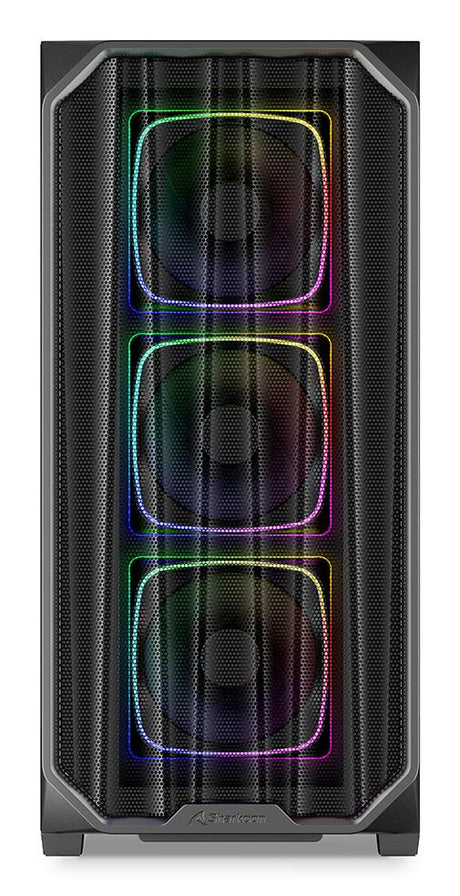 Sharkoon AK5M RGB Black Mesh Front Tempered Glass 4x 120mm ARGB PWM Fans USB-C BTF ATX Gaming PC Case Sharkoon