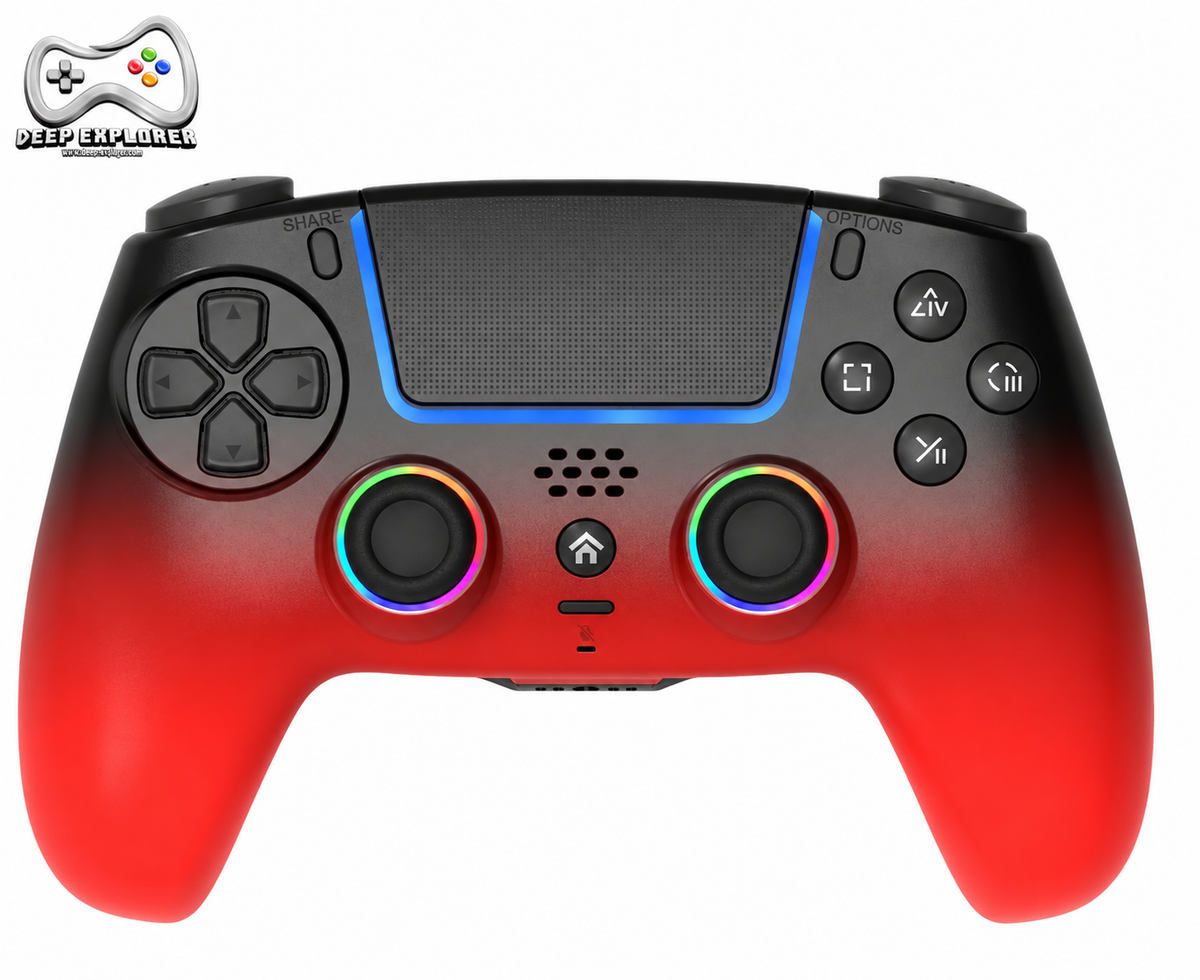 Deep Explorer Pro RGB Eclipse Red – sort og rød controller til PS5 – forside