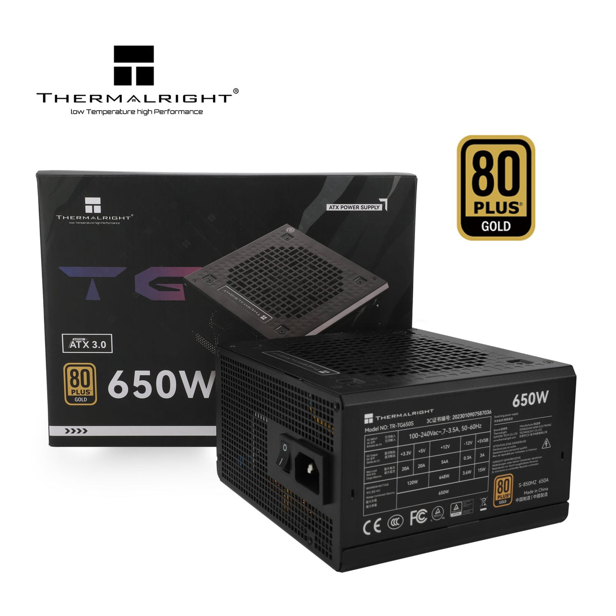 Thermalright TR-TG 650S Svart - PSU, 80+ Guld, 650W Icke-modulär