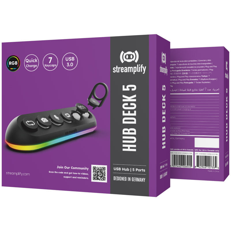 Streamplify HUB DECK 5 Slot, RGB, 12V - Svart