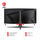 MSI MAG 345CQRDE – 34″ ultrawide-gamingskærm, 180 Hz – tilslutninger på bagsiden