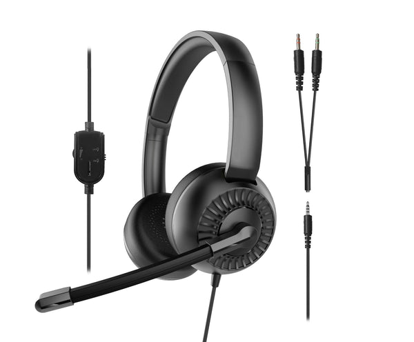 Speedlink METIS stereoheadset med 3,5 mm jack og Y-adapter – sort