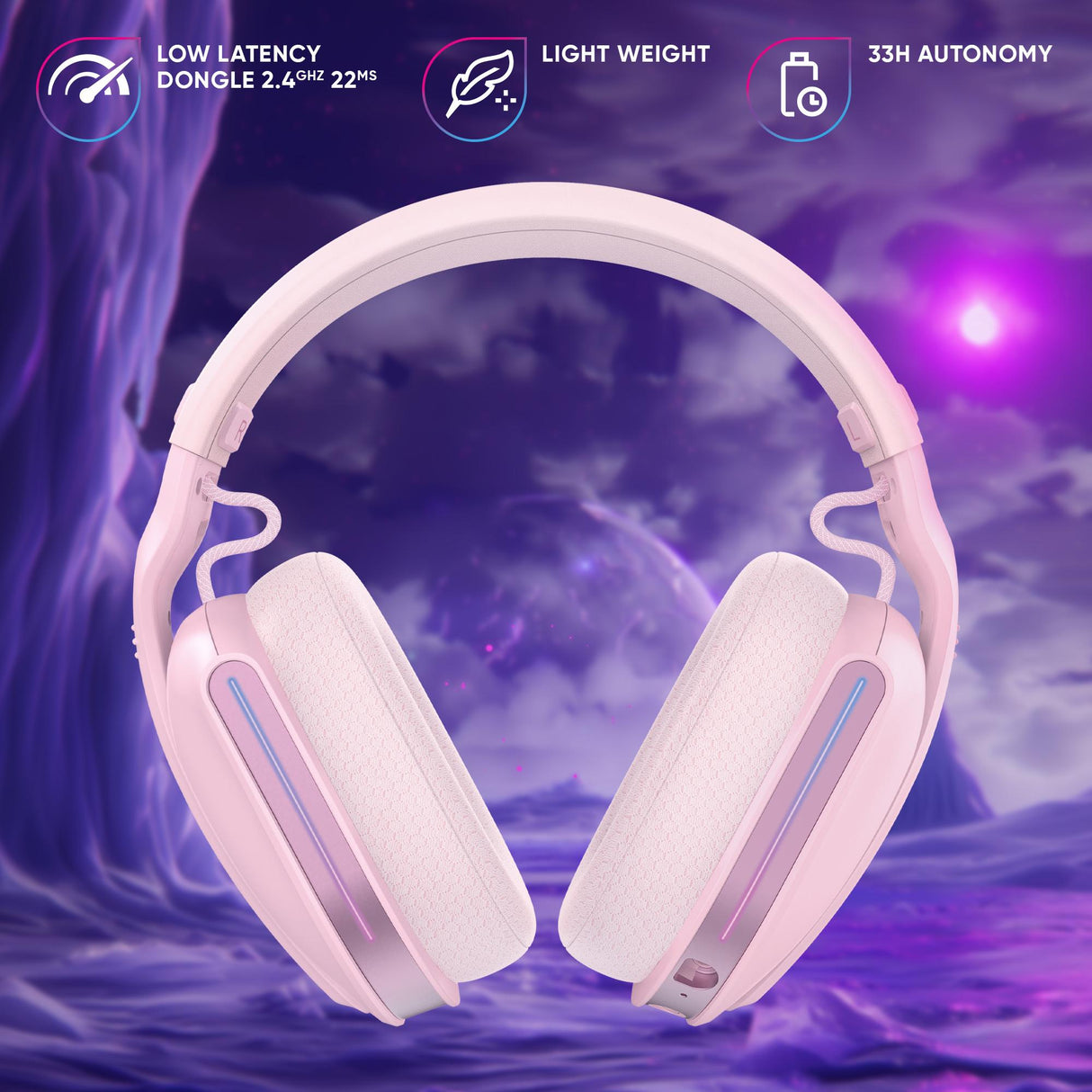 Oniverse Wireless Gaming Headset Polaris - Aurora Pink