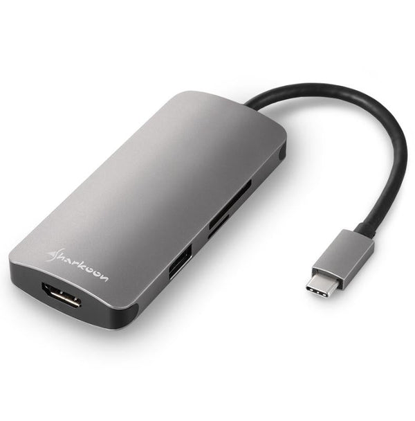 Sharkoon USB-C multiportadapter – HDMI 4K, USB og kortlæser