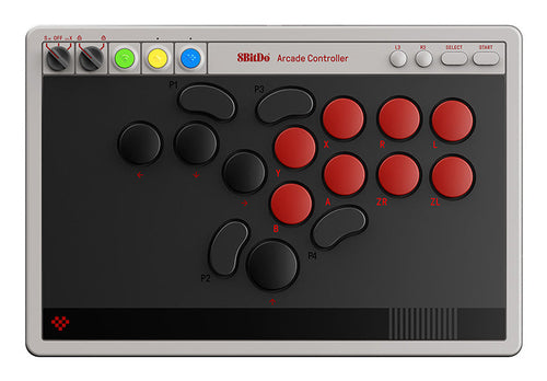 8BitDo Arcade Controller Switch/PC Grå – Grå controller forfra
