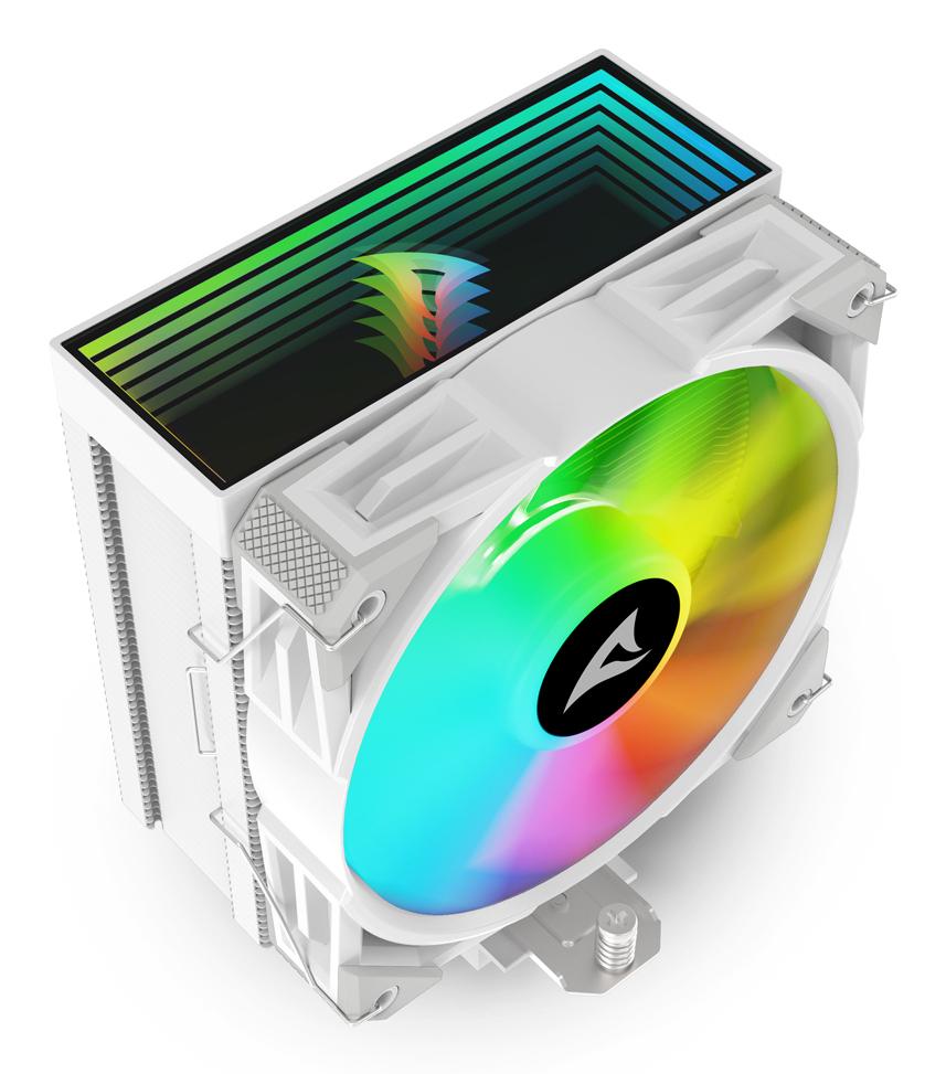 Sharkoon A50 RGB CPU-køler – hvid, 5 heatpipes, 120 mm PWM – billede 8