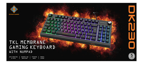 DELTACO GAMING DK230 Tangentbord Membran RGB Kablage Pan Nordic