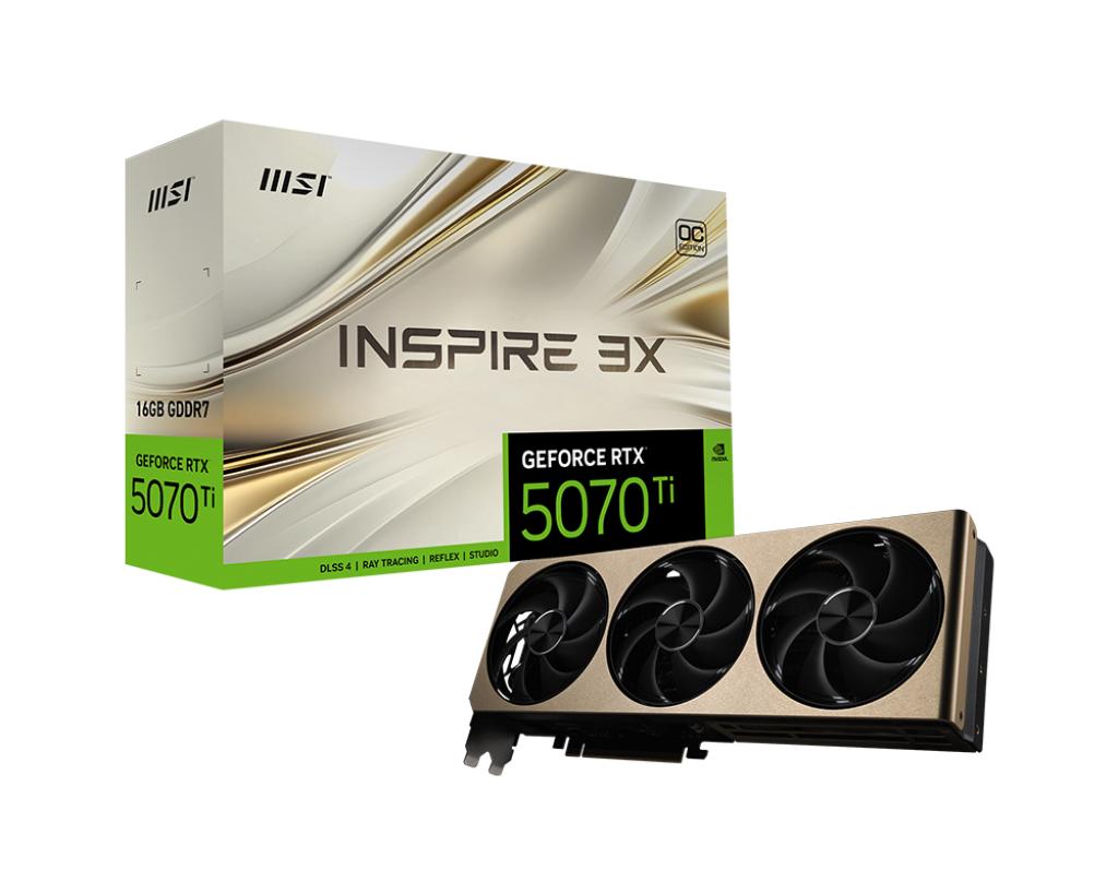 MSI GeForce RTX 5070 Ti 16G INSPIRE 3X OC (DLSS 4, 3x DisplayPort, 1x HDMI 2.1) MSI