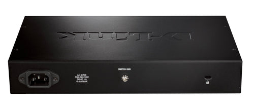 D-Link DGS-1016D/E – 16-port Gigabit-netværksswitch – bagside med netstrømstilslutning