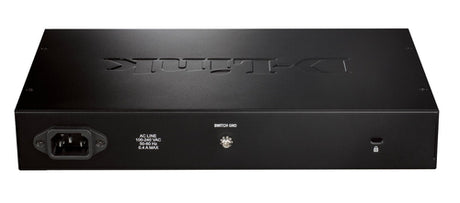 D-Link DGS-1016D/E – 16-port Gigabit-netværksswitch – bagside med netstrømstilslutning