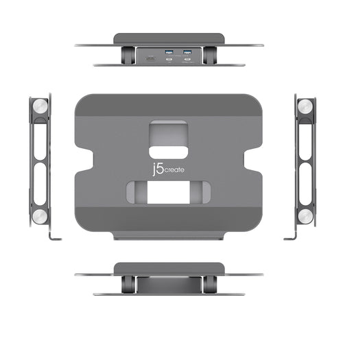 j5create – justerbart laptopstativ med 4K USB-C-dock – Illustration af sider